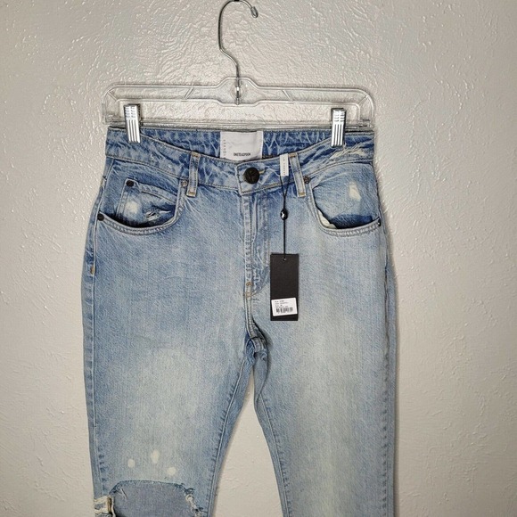 NWT One Teaspoon Womens Sz 26 Awesome Baggies Jeans Denim Distressed Kansas Blue - Picture 2 of 10